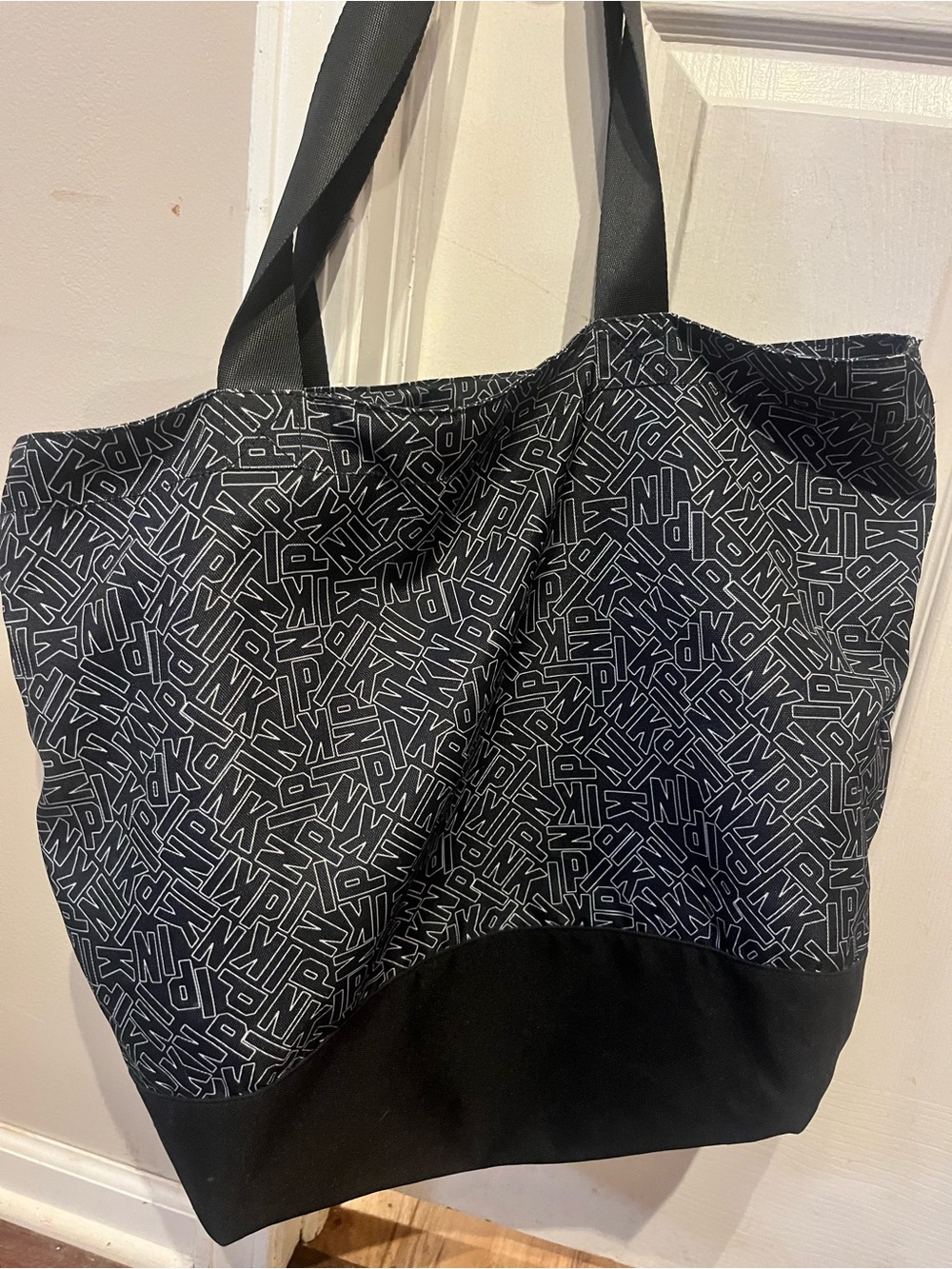 PINK Victoria's Secret Black and White Logo Print Tote
